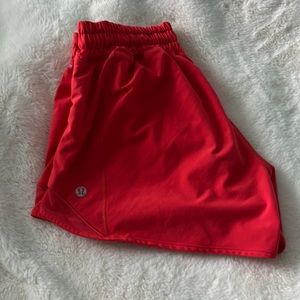 Low rise 4 inch hotly hots in the color red